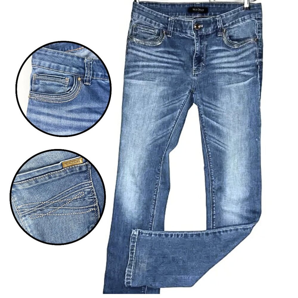 White House Black Market Denim Stretch Jeans, 5 Jeweled Pocket, Size 4R